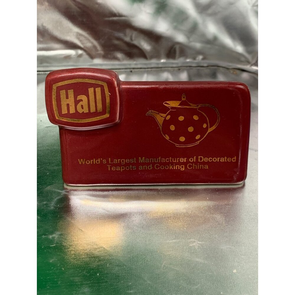 Vtg Hall China Advertising Log Display Sign Paperweight